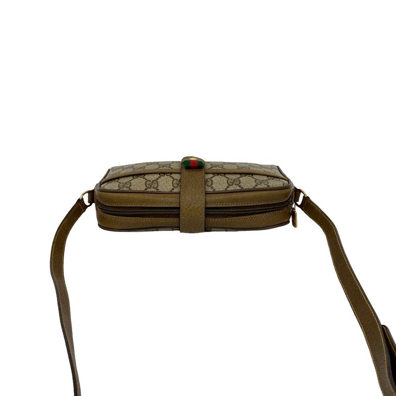Gucci Vintage Sherry Shoulder Bag Brown Green Red