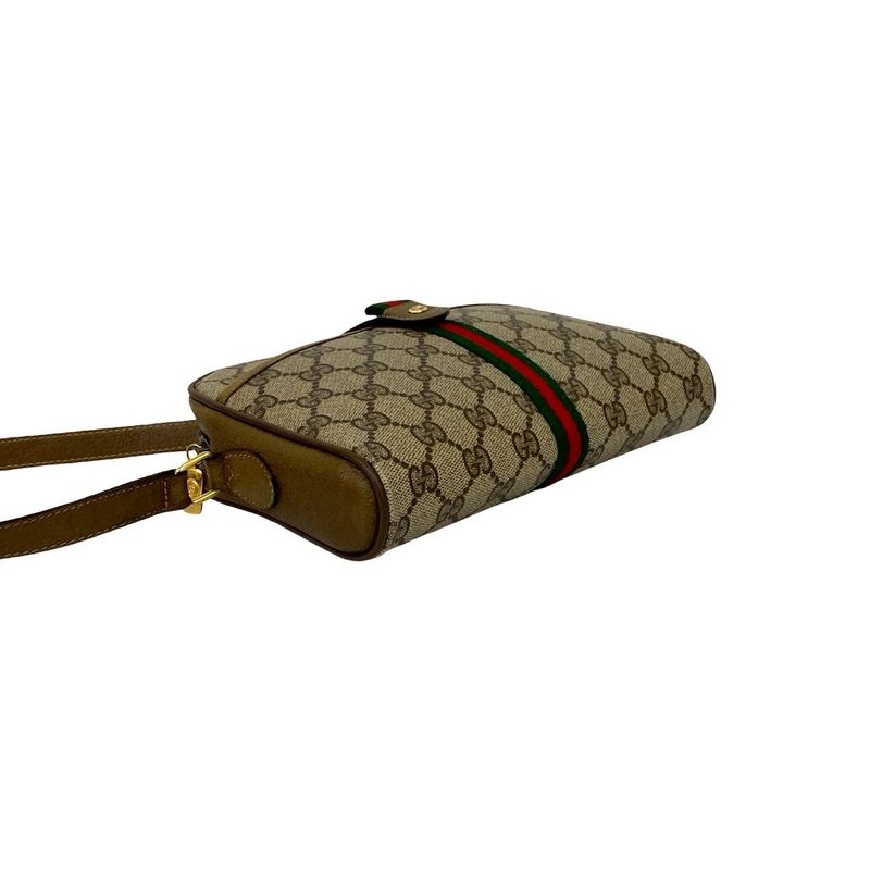 Gucci Vintage Sherry Shoulder Bag Brown Green Red