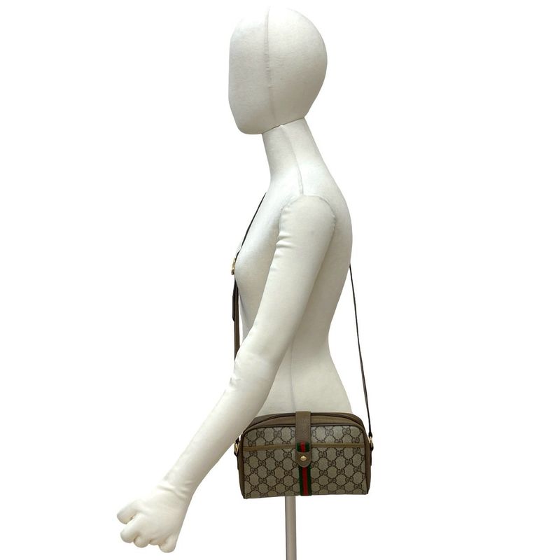 Gucci Vintage Sherry Shoulder Bag Brown Green Red