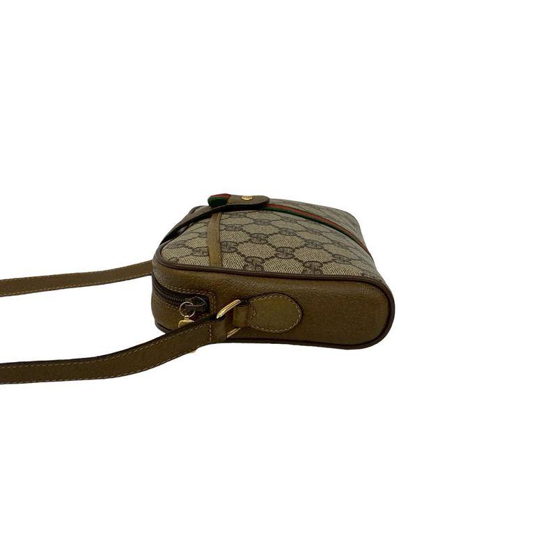Gucci Vintage Sherry Shoulder Bag Brown Green Red