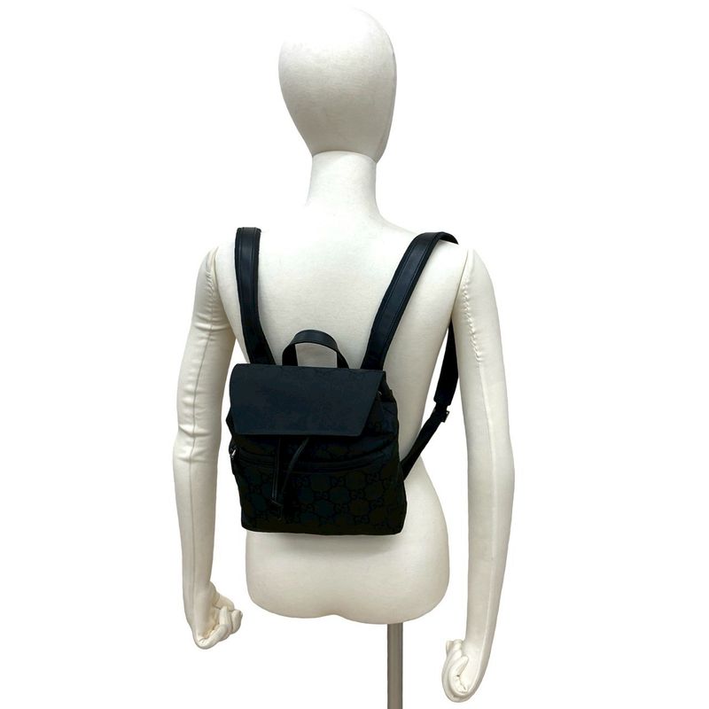 Gucci GG Logo All Over Pattern Nylon Leather Drawstring Mini Backpack