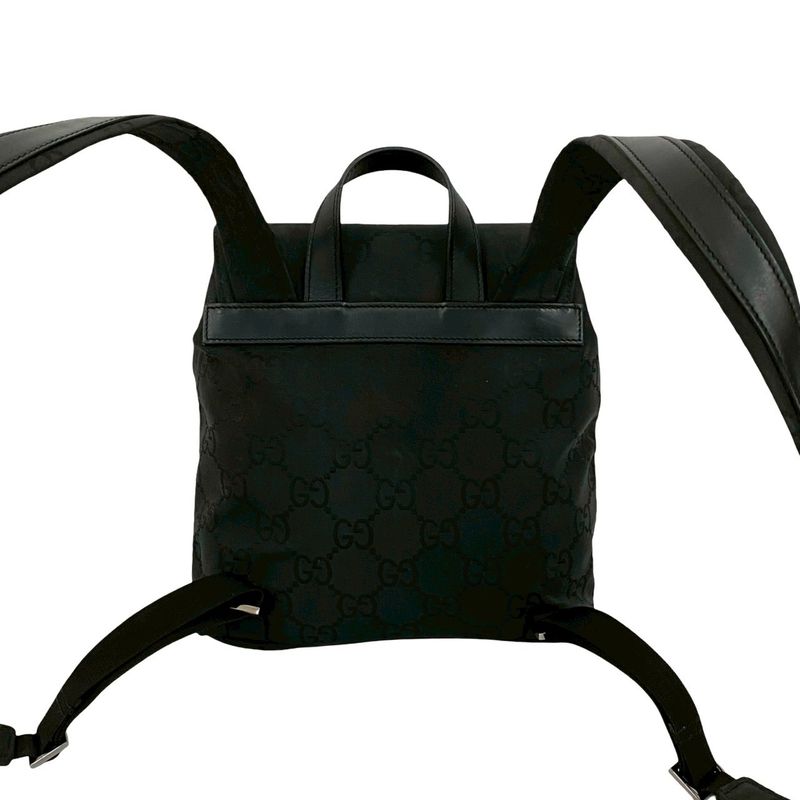 Gucci GG Logo All Over Pattern Nylon Leather Drawstring Mini Backpack