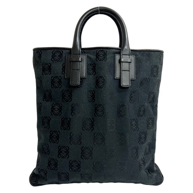 Loewe Anagram Logo All Over Pattern Canvas Leather Handbag Tote