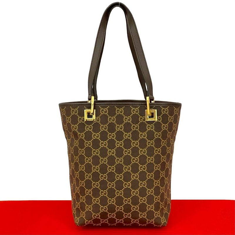 Gucci GG Pattern Canvas Leather Handbag Mini Tote