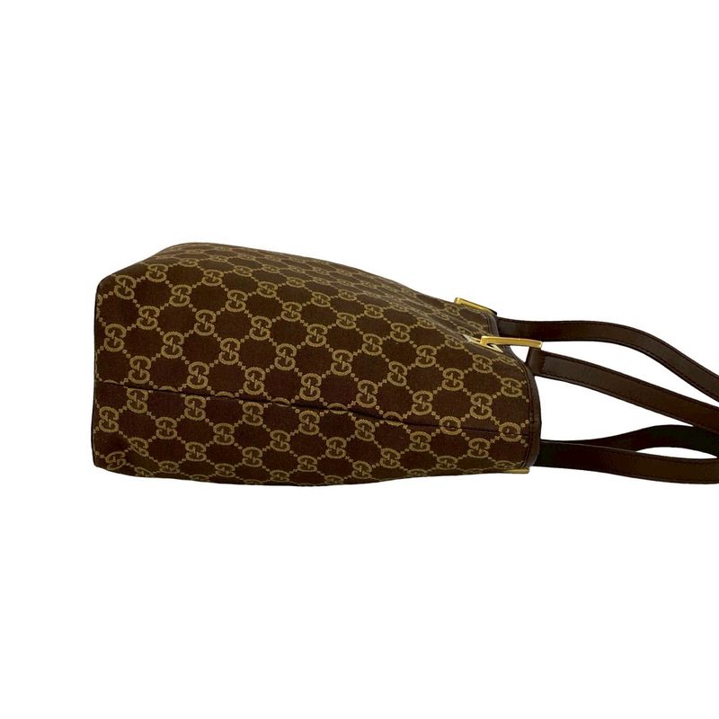 Gucci GG Pattern Canvas Leather Handbag Mini Tote