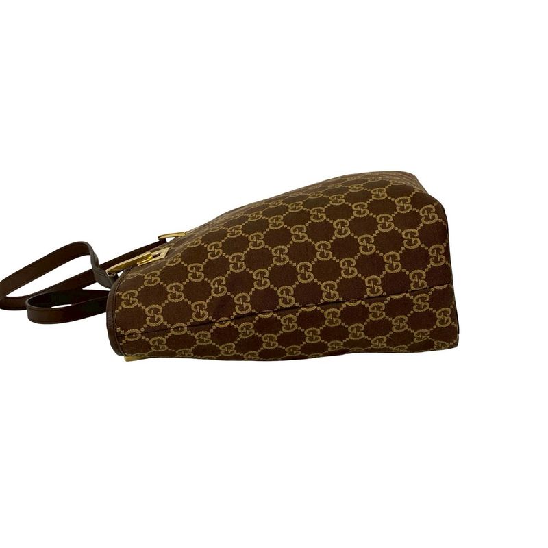 Gucci GG Pattern Canvas Leather Handbag Mini Tote