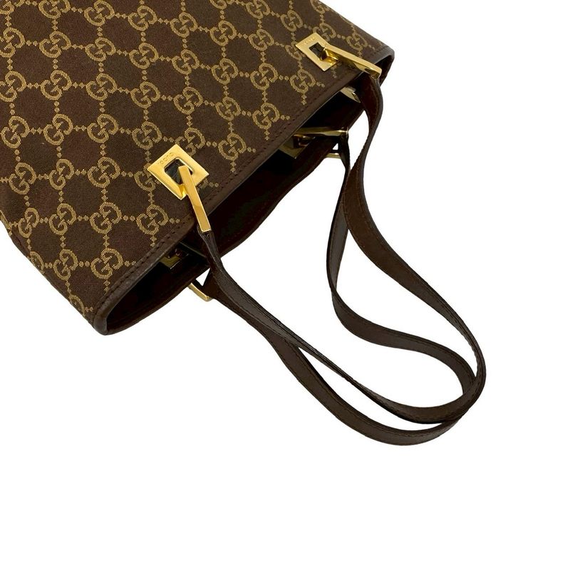 Gucci GG Pattern Canvas Leather Handbag Mini Tote