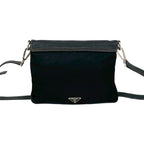 Prada Triangle Logo Leather Tessuto Shoulder Bag