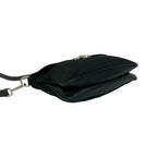 Prada Triangle Logo Leather Tessuto Shoulder Bag