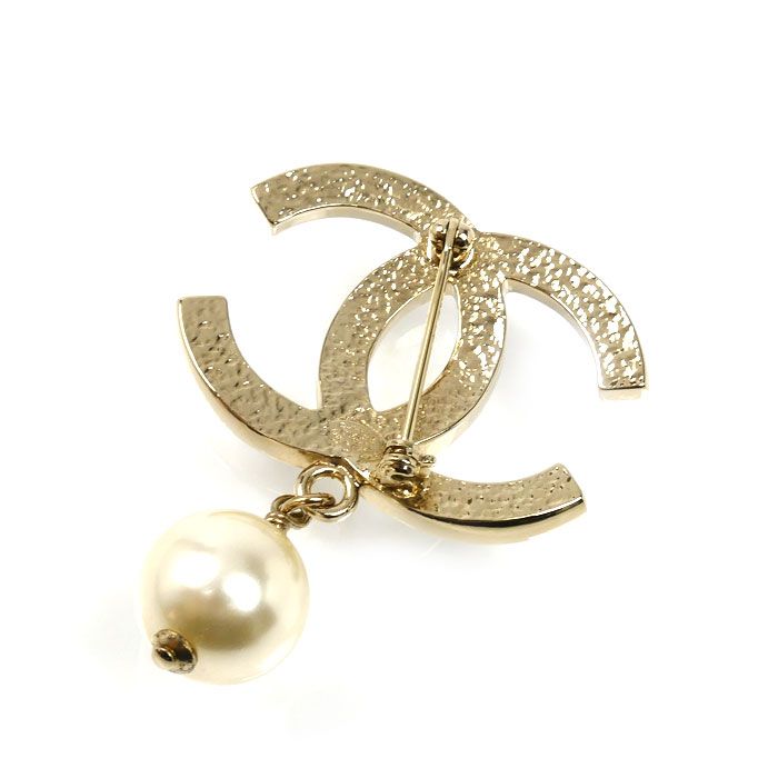 Chanel CC Logo Faux Pearl Brooch