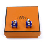 Hermes Metal Mini Pop Earrings Blue Royale