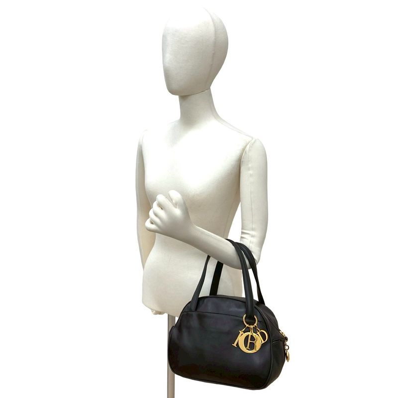 Dior CD Logo Gold Charm Leather Handbag Mini