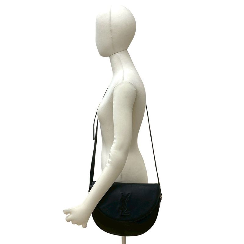 Saint Laurent Yves YSL Logo Stitch Leather Shoulder Bag
