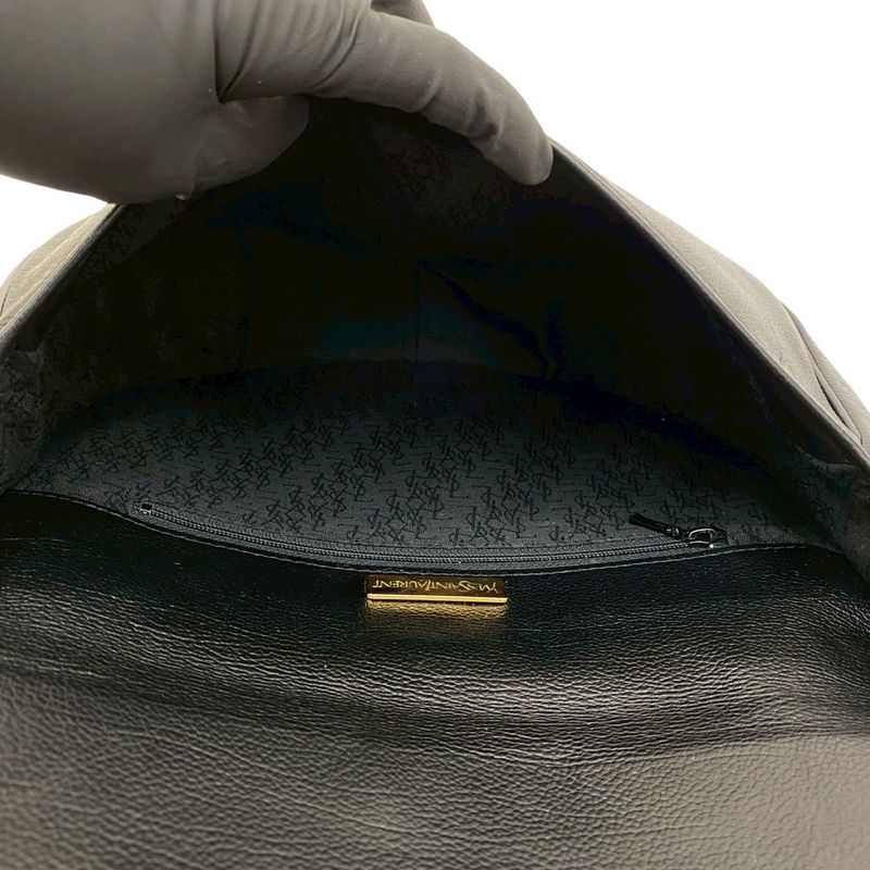 Saint Laurent Yves YSL Logo Stitch Leather Shoulder Bag