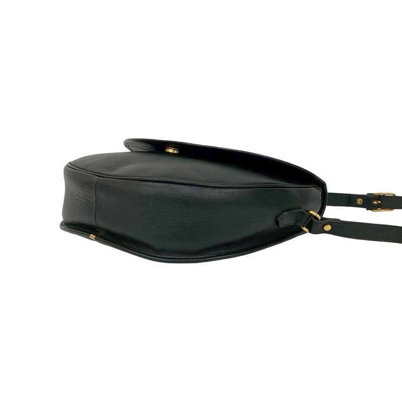Saint Laurent Yves YSL Logo Stitch Leather Shoulder Bag