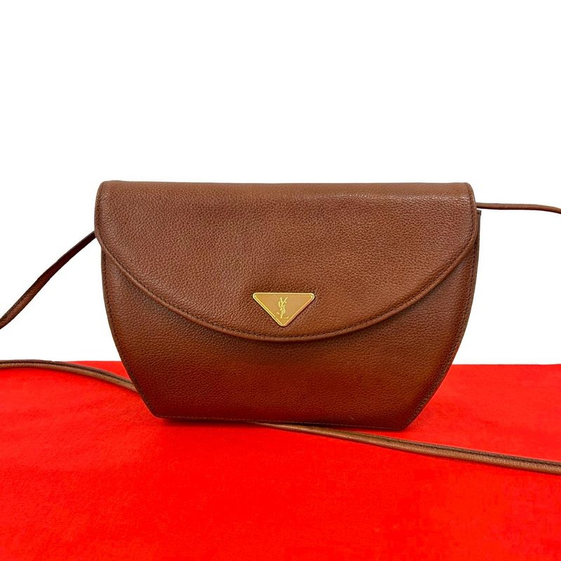Saint Laurent Yves YSL Logo Leather Shoulder Bag