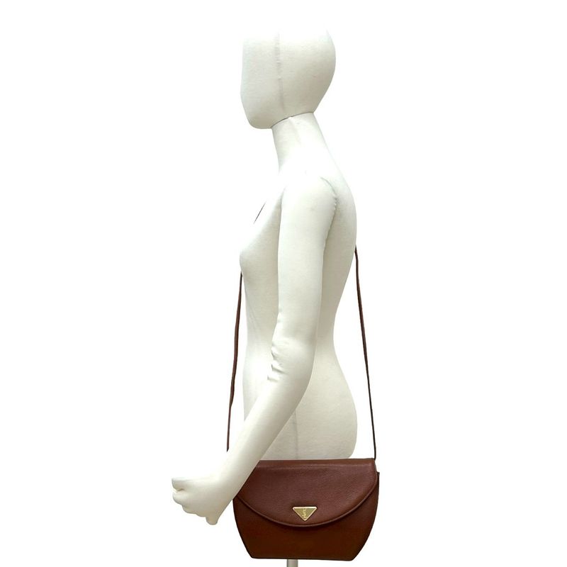 Saint Laurent Yves YSL Logo Leather Shoulder Bag