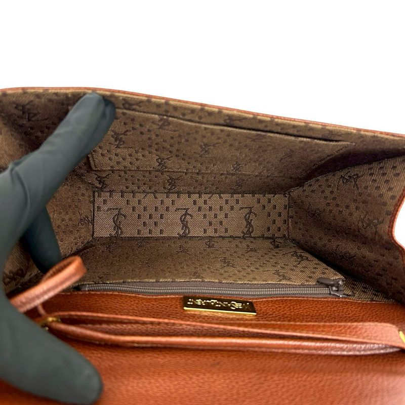 Saint Laurent Yves YSL Logo Leather Shoulder Bag