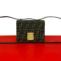 Fendi Zucca FF Pattern Canvas Leather Shoulder Bag Semi Pochette Brown Black