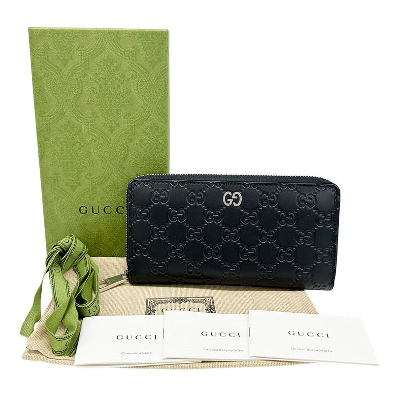 Gucci Wallet Durian Guccissima Leather Black Round