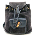 Gucci 003 Bamboo Backpack Suede Navy Vintage