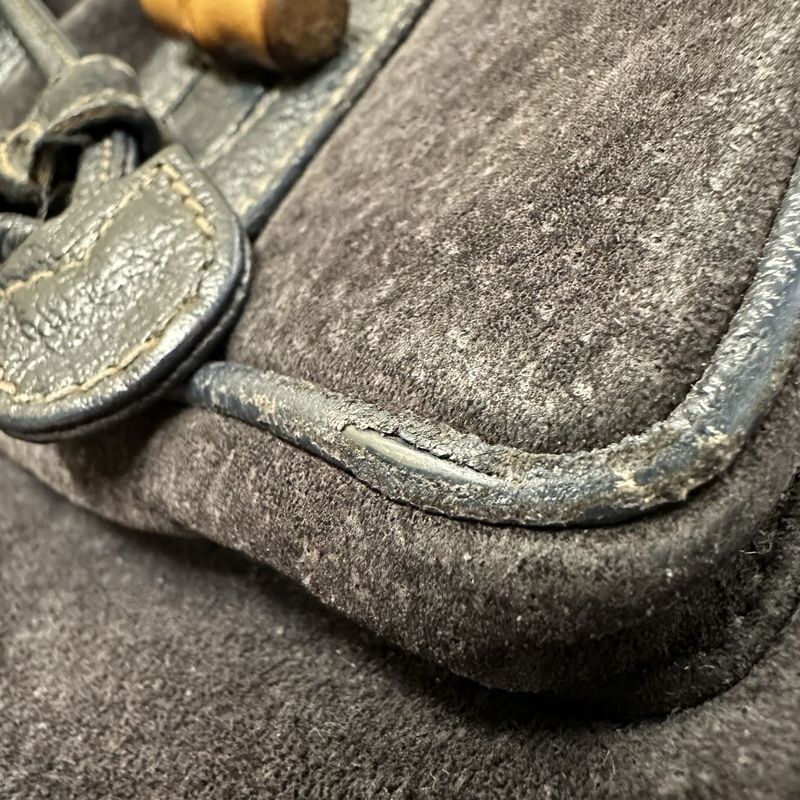 Gucci 003 Bamboo Backpack Suede Navy Vintage