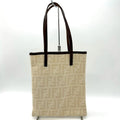 Fendi Tote Zucca Canvas Leather Off White Vintage