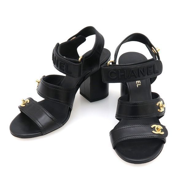Chanel Sandals Leather Black