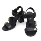 Chanel Sandals Leather Black