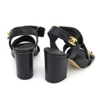 Chanel Sandals Leather Black