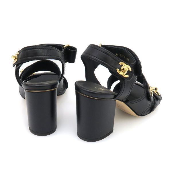 Chanel Sandals Leather Black