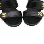 Chanel Sandals Leather Black