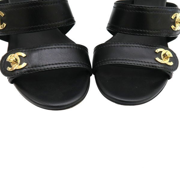 Chanel Sandals Leather Black