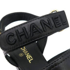 Chanel Sandals Leather Black
