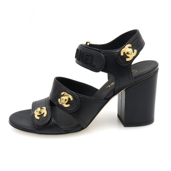 Chanel Sandals Leather Black
