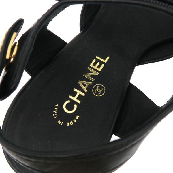 Chanel Sandals Leather Black
