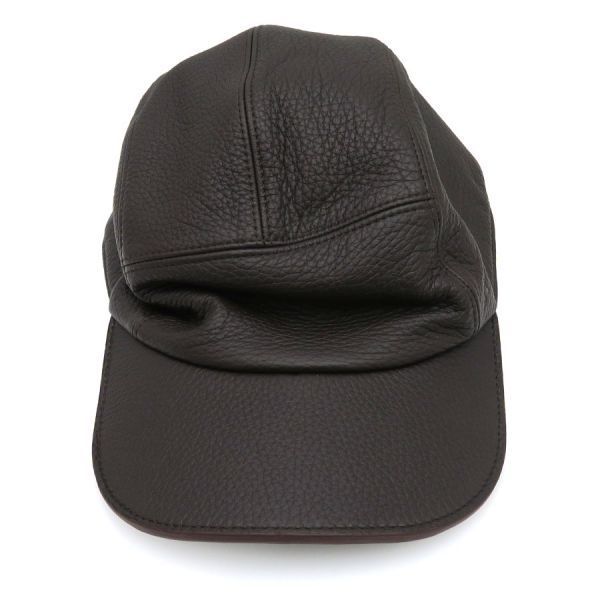 Hermes Leather Cap Cotton Brown