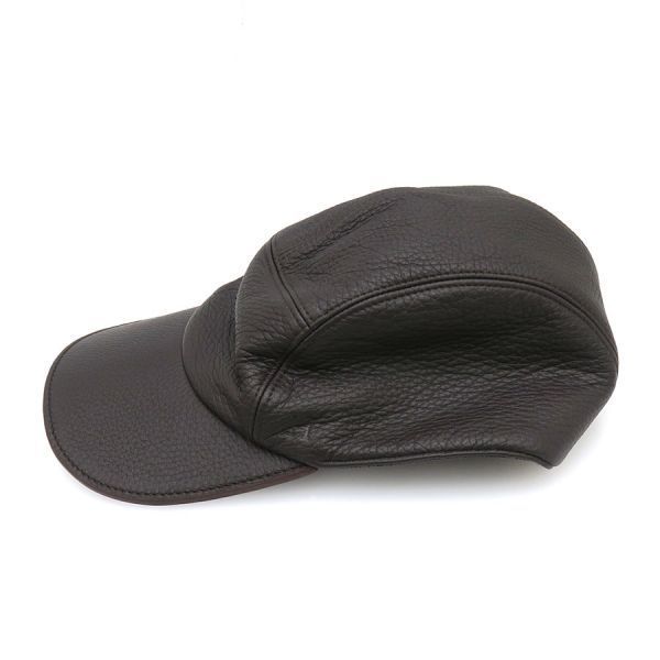 Hermes Leather Cap Cotton Brown
