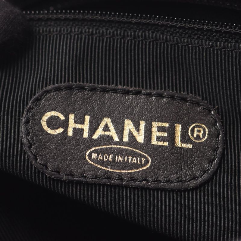 Chanel Shoulder Bag Triple CC Logo Black Leather Coco Tote