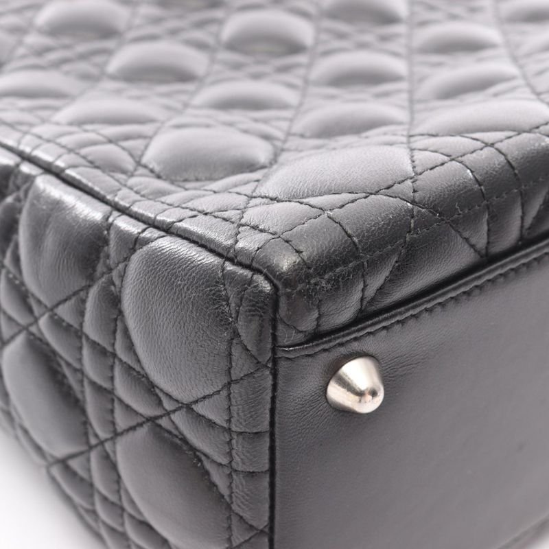 Dior Handbag Lady Dior Large Cannage Black Leather 2-Way