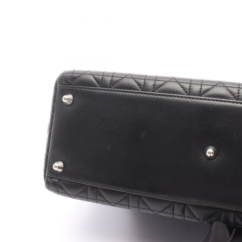 Dior Handbag Lady Dior Large Cannage Black Leather 2-Way