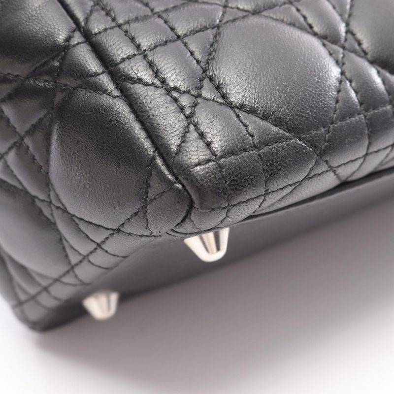 Dior Handbag Lady Dior Large Cannage Black Leather 2-Way