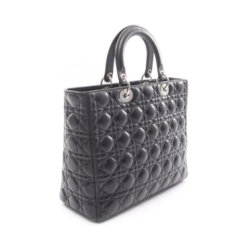 Dior Handbag Lady Dior Large Cannage Black Leather 2-Way