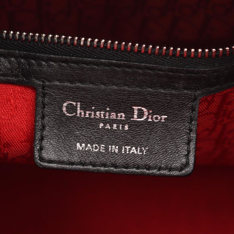 Dior Handbag Lady Dior Large Cannage Black Leather 2-Way