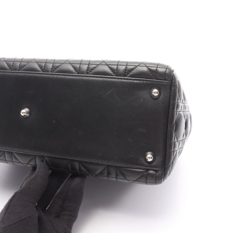 Dior Handbag Lady Dior Large Cannage Black Leather 2-Way