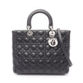 Dior Handbag Lady Dior Large Cannage Black Leather 2-Way