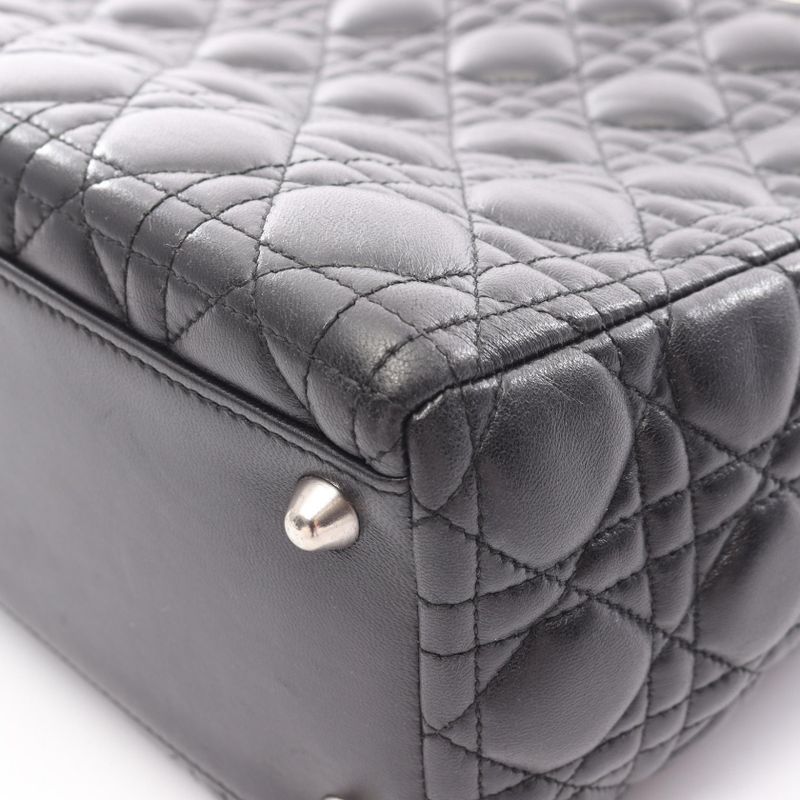 Dior Handbag Lady Dior Large Cannage Black Leather 2-Way