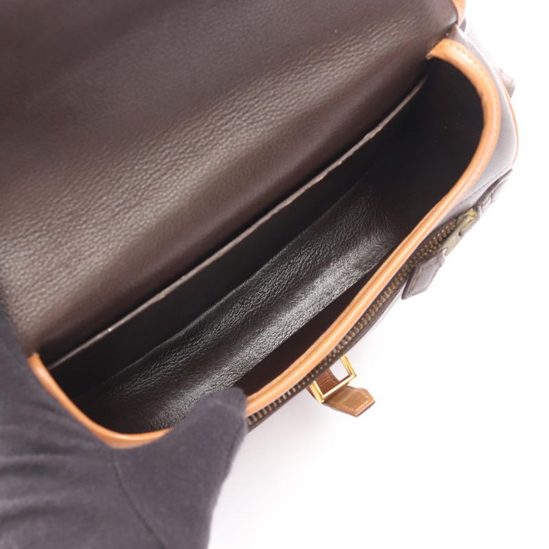 Hermes Shoulder Bag Bardo Golf Ebene Leather Ebene Brown
