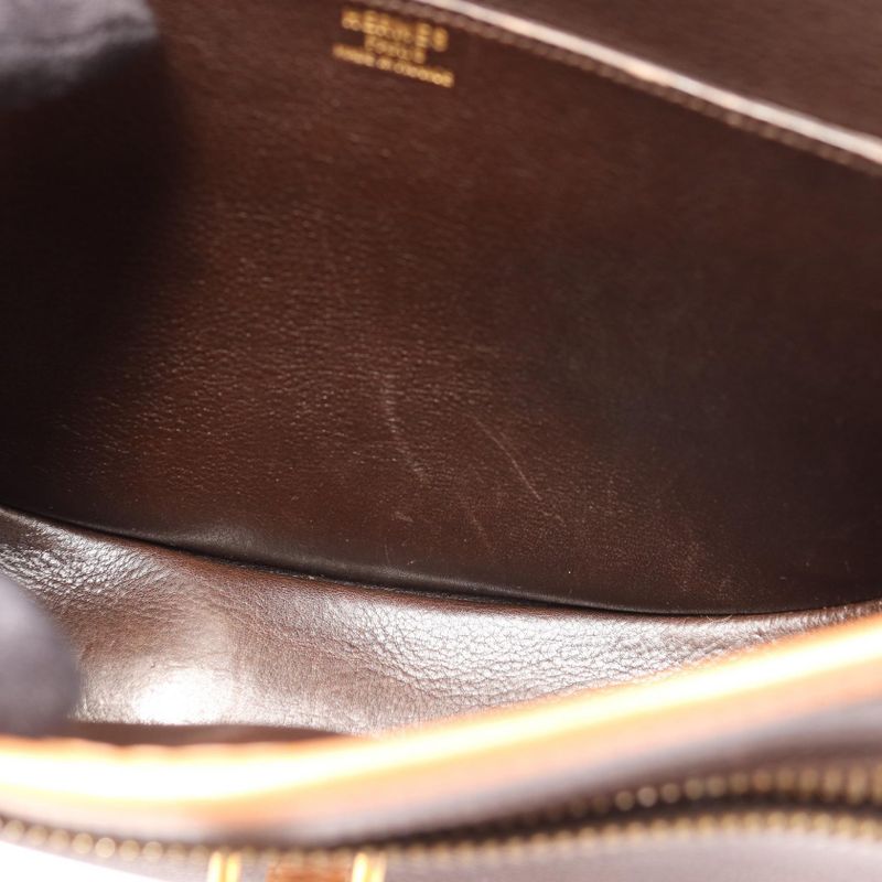 Hermes Shoulder Bag Bardo Golf Ebene Leather Ebene Brown