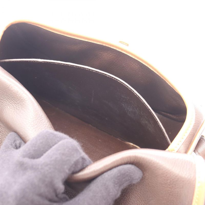 Hermes Shoulder Bag Bardo Golf Ebene Leather Ebene Brown